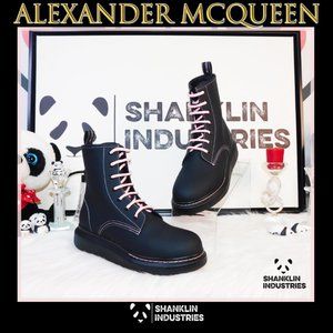 🤍🐼ALEXANDER MCQUEEN🐼🤍 Women's NIB Oversized Lace Up Boots SZ 40 US 10